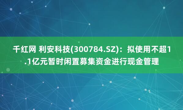 千红网 利安科技(300784.SZ)：拟使用不超1.1亿元暂时闲置募集资金进行现金管理